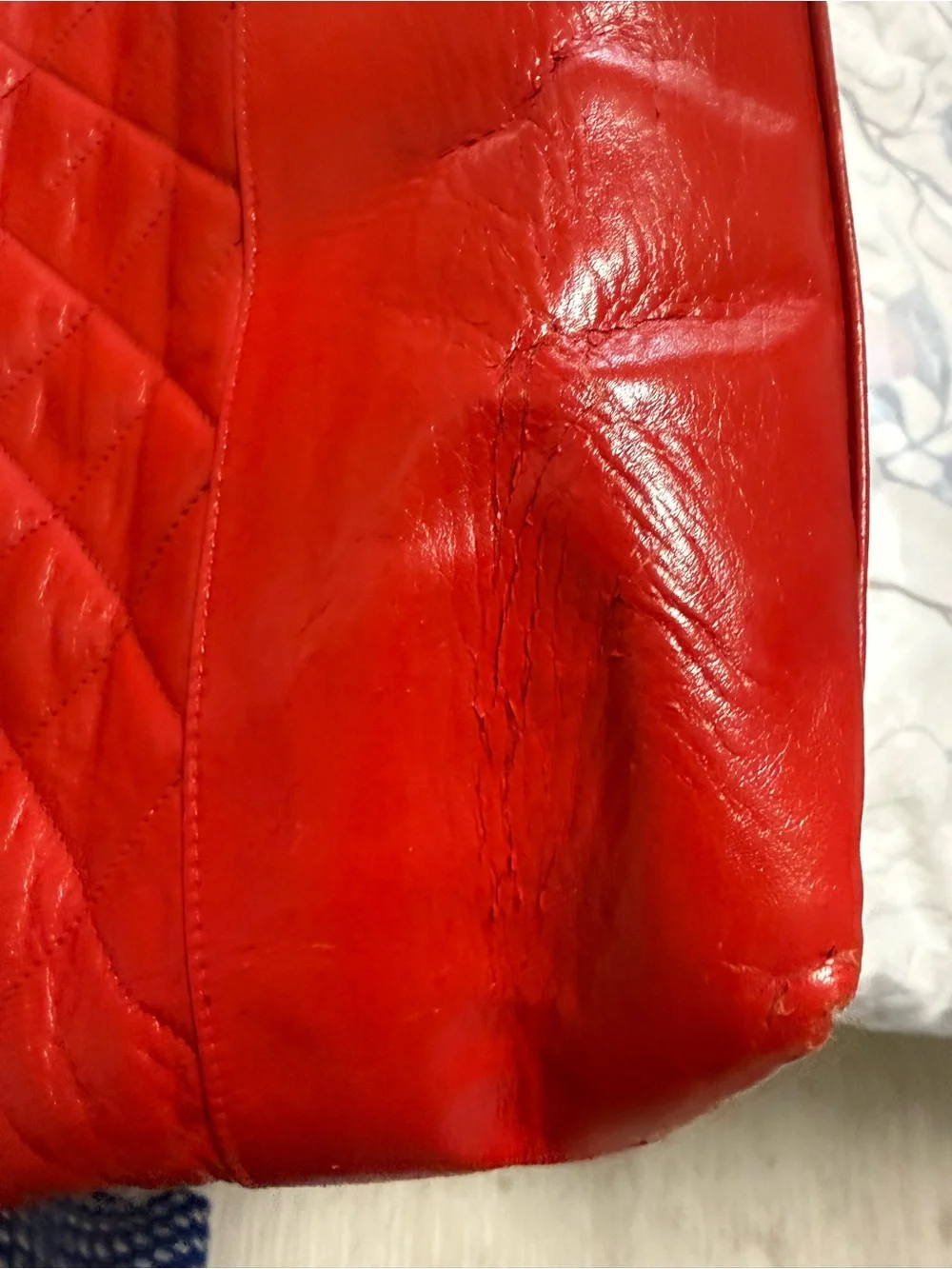 CHANEL Red Quilted Leather Chain-Handle Tote